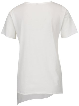 Krémové asymetrické tričko s krátkym rukávom ONLY Mitte