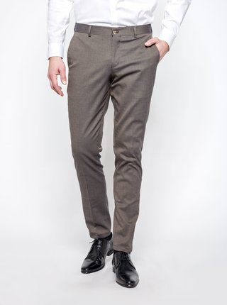 Šedohnědé formální kalhoty Selected Homme Skinny Mathsaul