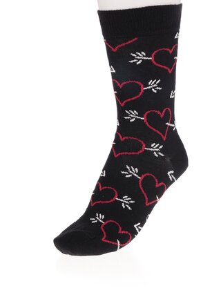 Čierne dámske ponožky so srdiečkami Happy Socks Arrow & Heart