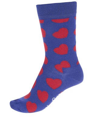 Modré dámske ponožky so srdiečkami Happy Socks Diagonal Heart