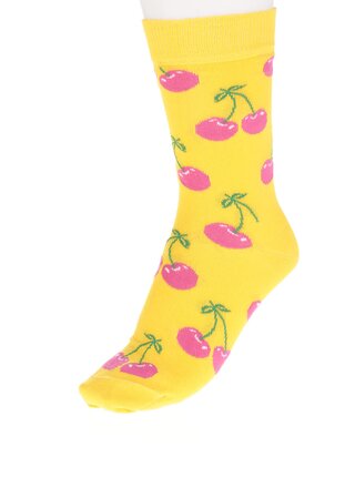 Žlté dámske ponožky so strapcami Happy Socks Cherry