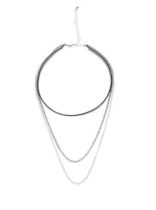 Čierny náhrdelník s retiazkou v striebornej farbe Pieces Sille