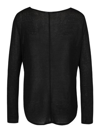 Čierny voľný priesvitný sveter s čipkovými detailmi VILA Majsa