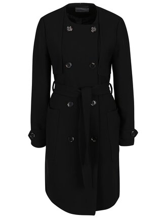 Čierny kabát s dvojradovým zapínaním a hlbokými vreckami VERO MODA Janna