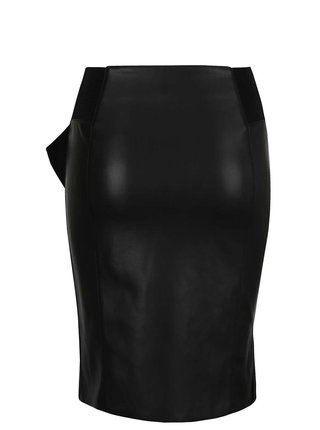 Černá koženková sukně s volánem VERO MODA Ruffle