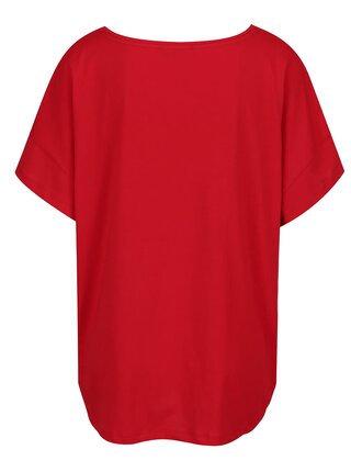 Červené oversize tričko s potlačou ONLY Bad hair don´t care