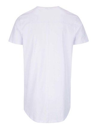 Bílé tričko s prodlouženým zadním dílem Jack & Jones Pacific Plica