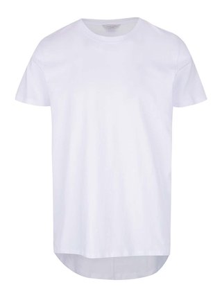 Bílé tričko s prodlouženým zadním dílem Jack & Jones Pacific Plica