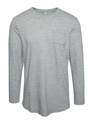 Svetlosivý melírovaný ľahký sveter s vreckom Jack & Jones Ozil