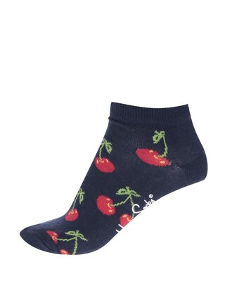 Tmavomodré dámske členkové ponožky s čerešňami Happy Socks Cherry