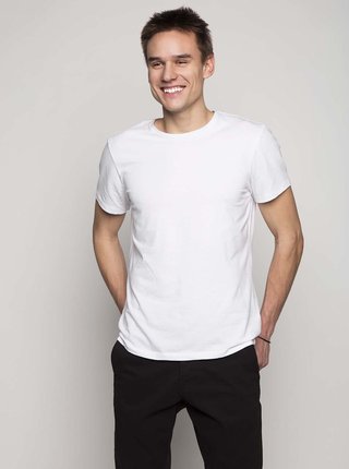 Súprava dvoch slim fit basic tričiek pod košeľu v bielej farbe Blend