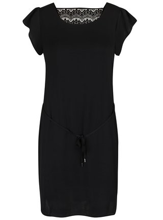 Čierne šaty s čipkovanou vsadkou na chrbte VILA Melli