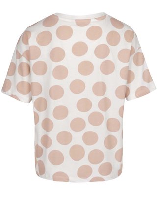 Krémové voľné tričko so staroružovými bodkami ONLY Dots