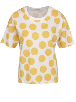 Krémové voľné tričko so žltými bodkami ONLY Dots