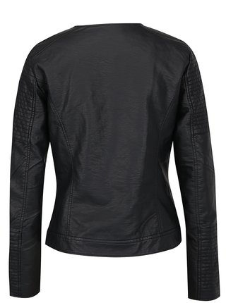 Čierna koženková bunda s prešívanými detailmi ONLY Carly