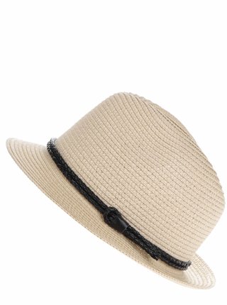 Béžový klobouk s ozdobným páskem Pieces Lea