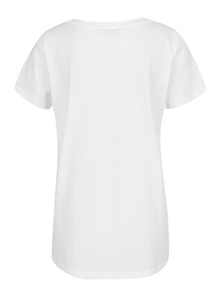 Biele tričko s potlačou a výšivkou ONLY New Kita
