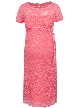Ružové tehotenské čipkované šaty Mama.licious Mivana