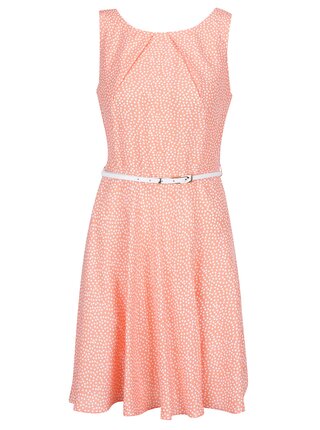 Marhuľové bodkované šaty s opaskom Apricot