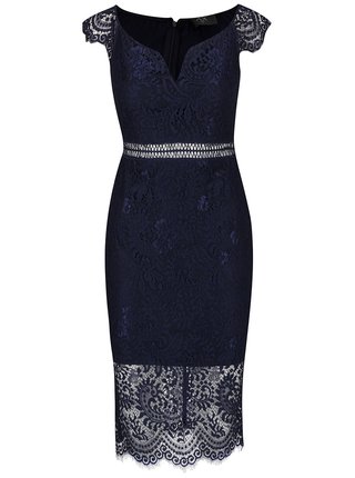 Tmavomodré čipkované šaty AX Paris