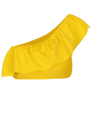Žltý horný diel plaviek s volánom a odhaleným ramenom VERO MODA Ella