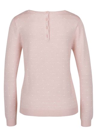 Ružový bodkovaný sveter s gombíkmi na chrbte Vero Moda Glory