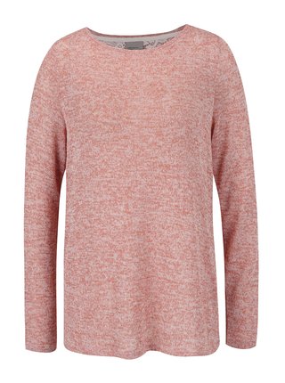Ružový melírovaný sveter s čipkovým chrbátom VERO MODA Almond