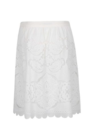 Krémová sukňa s perforovanými detailmi VILA Bellina