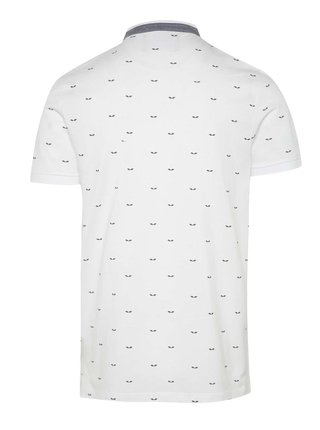 Bílé vzorované polo triko bez límečku Selected Homme AB Print
