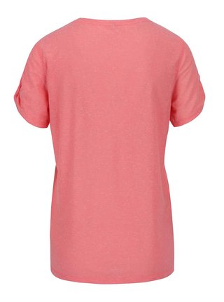 Ružové žíhané tričko s potlačou a prestrihmi na rukávoch ONLY Rada