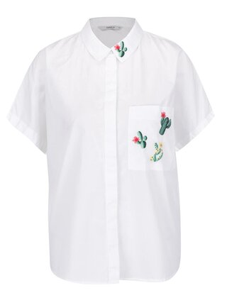 Biela voľná košeľa s výšivkami ONLY Mava
