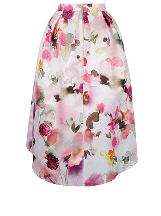 Ružovo-krémová kvetovaná midi sukňa Closet
