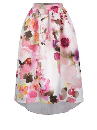 Ružovo-krémová kvetovaná midi sukňa Closet