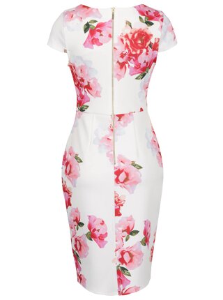 Krémové kvetované puzdrové šaty Dorothy Perkins