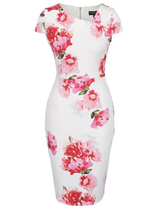 Krémové kvetované puzdrové šaty Dorothy Perkins