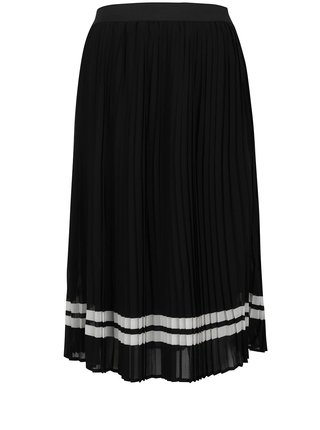 Černá plisovaná midi sukně s bílými pruhy ONLY Lea