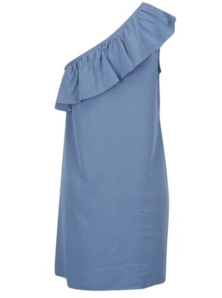 Modré asymetrické šaty s volánom VILA Vita