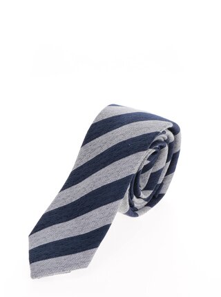Modro-šedá pruhovaná hedvábná kravata Selected Homme Nolan