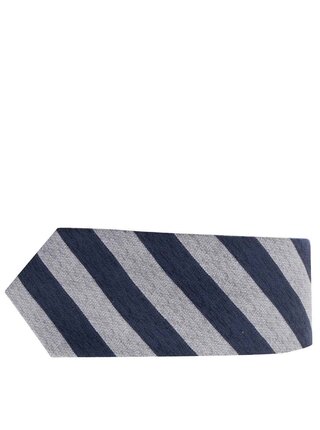 Modro-šedá pruhovaná hedvábná kravata Selected Homme Nolan