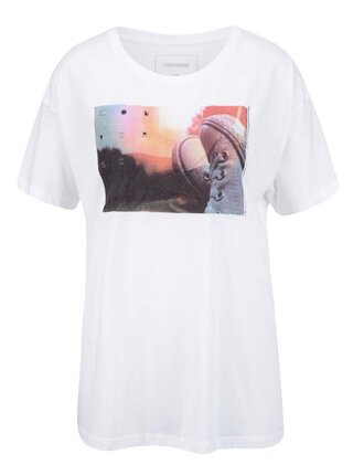 Krémové dámske tričko s farebnou potlačou Converse 