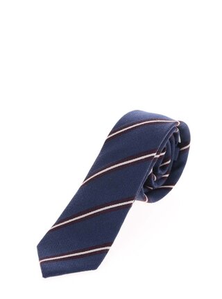 Tmavě modrá pruhovaná kravata s příměsí hedvábí Jack & Jones Milano