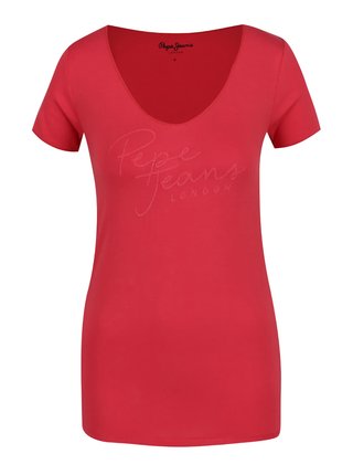Červené dámske tričko s nápisom Pepe Jeans Kate