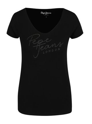 Čierne dámske tričko s nápisom Pepe Jeans Kate