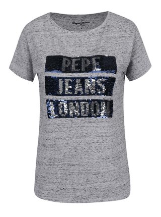 Sivé dámske tričko s nápisom Pepe Jeans Moma