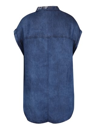 Modrá dámska rifľová košeľa s krátkymi rukávmi Pepe Jeans Bandita