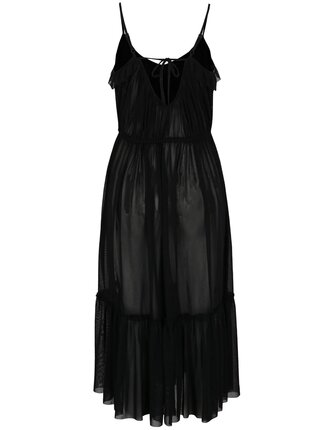 Čierne priesvitné šaty s volánikmi Miss Selfridge