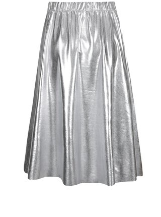 Metalická midi sukňa v striebornej farbe VILA Hellen