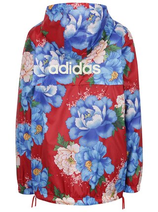 Červená kvetinová dámska bunda s kapucňou adidas Originals
