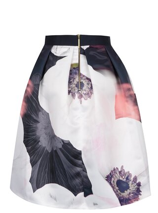 Čierno-krémová skladaná kvetovaná sukňa s mašľou Closet