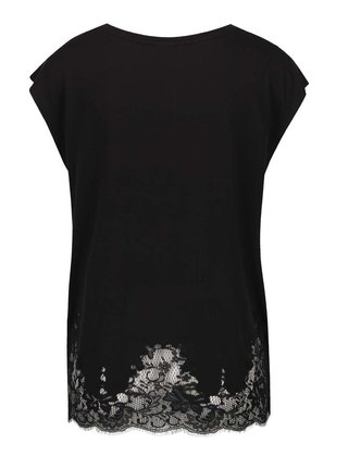 Čierne tričko s čipkovými prvkami Selected Femme Dinella 